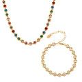 Round Bezel Zircon Tennis Necklace and Bracelet Set view 5