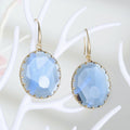 Gold Tone Large Faceted Glass Drop Earrings in Five Designs view 4