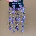 Purple Bow Crystal Waterfall Stud Earrings With Decorative Metal Accents view 6