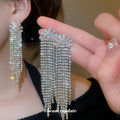 Crystal Dome Chain Fringe Statement Drop Earrings For Women view 2