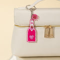 Pink Beaded Bottle Charm Keychain With Flower Bead Accent view 4