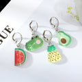 Silver Tone Colorful Acrylic Food and Animal Huggie Earrings view 1