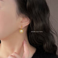 Gold Sunburst Drop Earrings Clear Crystal Cluster Rays view 2