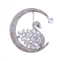 Crescent Moon Swan Brooch Black or Clear Rhinestone Body view 7