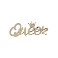 Crystal Queen Script Brooch With Polished Metal And Sculpted Decorative Details view 5