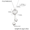 Long Snake Chain Slider Ring Dual Heart Tassel Stainless Necklace view 6