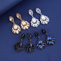Silver Tone Marquise Crystal Cluster Crystal Four Designs Metal Dangle Earrings view 2
