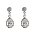 Silver Clear Crystal Teardrop Halo Drop Earrings Pair view 5