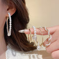 Gold Hoop Earrings Wrapped With Pearls And Irregular Beads view 2