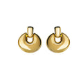 Flattened Gold Tone Open Round Statement Stud Earrings view 5
