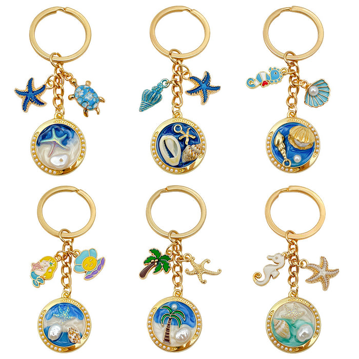 Starfish, Conch and Shell Charm Keychains Featuring Blue Conch Across 69 Variations