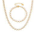 Heart Zircon Tennis Necklace Bracelet Gold Steel Multicolor view 5