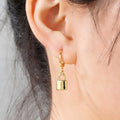 Gold Padlock Huggie Hoop Dangle Earrings Metal Alloy view 3