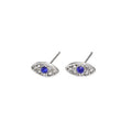 Gold and Silver Tone Crystal Blue Evil Eye Stud Earrings view 5