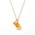Dual Teardrop Pendant Necklace Gold Or Steel Long Chain Style view 5