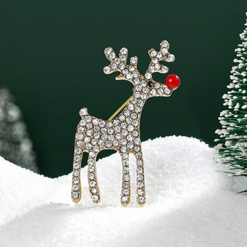 Crystal Reindeer Brooch With Decorative Crystal And Enamel Details