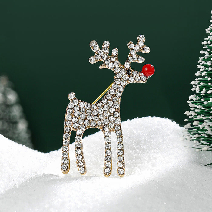 Crystal Reindeer Brooch With Decorative Crystal And Enamel Details