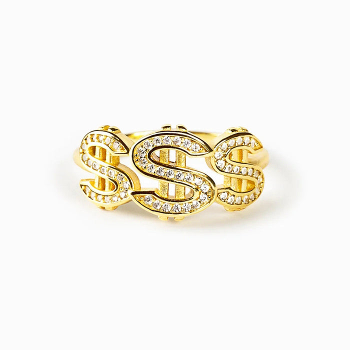 Triple S Crystal Ring in Polished Gold Tone Jewelry