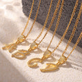 Gold Script Letter Zircon Pendant Necklaces A to Z view 2
