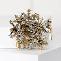 Red Cardinal Pair Crystal Branch Brooch in Two Metal Tones view 3