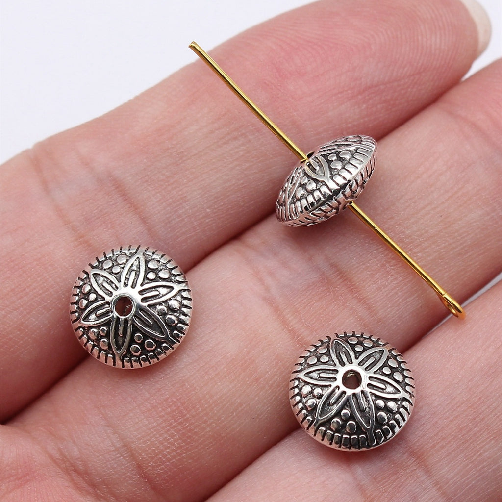 12x12mm 2.3g Antique Silver Zinc Alloy Carved Pattern Small Hole Spacer Beads for DIY Jewelry