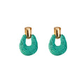 Five Color Wrapped Cord Open Oval Statement Stud Earrings view 10