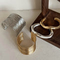 Gold Silver Wide Multiwire and Irregular Open Cuff Bangles view 5
