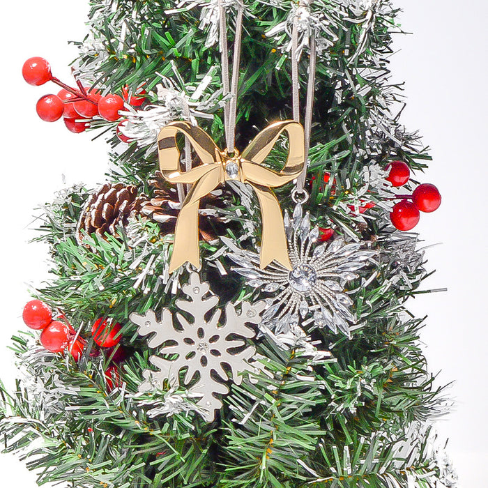 Christmas Metal Bow Starburst Snowflake Hangers Ribbon 3 Styles