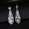 Silver Tone Teardrop Crystal Tassel Tassel Crystal Four Designs Metal Dangle Earrings view 3