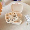 Cream White Compartment Jewelry Storage Box With Built In Mirror view 6