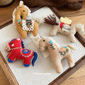 Fabric Embroidered Horse Brooches Red Felt And White Ingot view 2