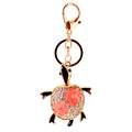 Floral Turtle Keychain With Lobster Clasp And Clear Stones view 5