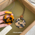 Mottled Round Resin Pendant Cord Statement Necklace view 2