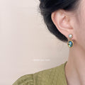 Gold-Tone Pearl Stud Oval Abalone Shell Drop Earrings view 4