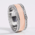 Two Tone Stripe Crystal Wide Band Ring With Clear Stone Accents view 4