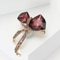 Faceted Crystal Bow Brooch Rhinestone Ribbon Tails Pin view 3