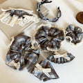 Brown Blue Plaid Lace Scrunchies Hair Clips Headband view 3