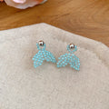 Pastel Beaded Mermaid Tail Stud Earrings With Silver-Tone Ball Studs view 8
