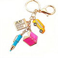 Mini Office Charm Keychain With Book, Pen, Briefcase and Taxi view 5