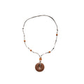 Black and Brown Cord Necklaces with Round Wood Look Pendants view 5