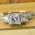 Silver Princess Three Stone Clear CZ Split Shank Ring view 3