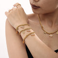 Gold Curb Chain Christmas Bell Necklace Bracelet Zircon view 1