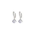 Silver Huggie Clear Look Large Round Dangle Earrings view 5