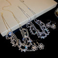 Multi Layer Rhinestone Bib Necklace Flower Hook Earring Sets view 1