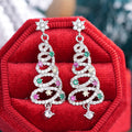 Multicolor Crystal Spiral Tree Drop Earrings Polished Metal Earrings view 2