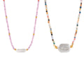 Multicolor Natural Stone Baroque Pearl Bead Necklace Gold Accents view 5