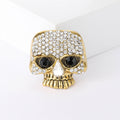 Rhinestone Skull Brooch In 2 Styles With Polished Metal And Decorative Details view 3