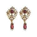 Ornate Purple Crystal Floral Teardrop Statement Earrings view 5