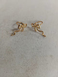 Wavy Bow Clip On Earrings in Silver and Gold Tone With Decorative Details view 7