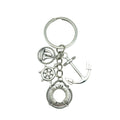 Antique Silver Nautical Anchor Ship Wheel Metal Keychain Pair view 5